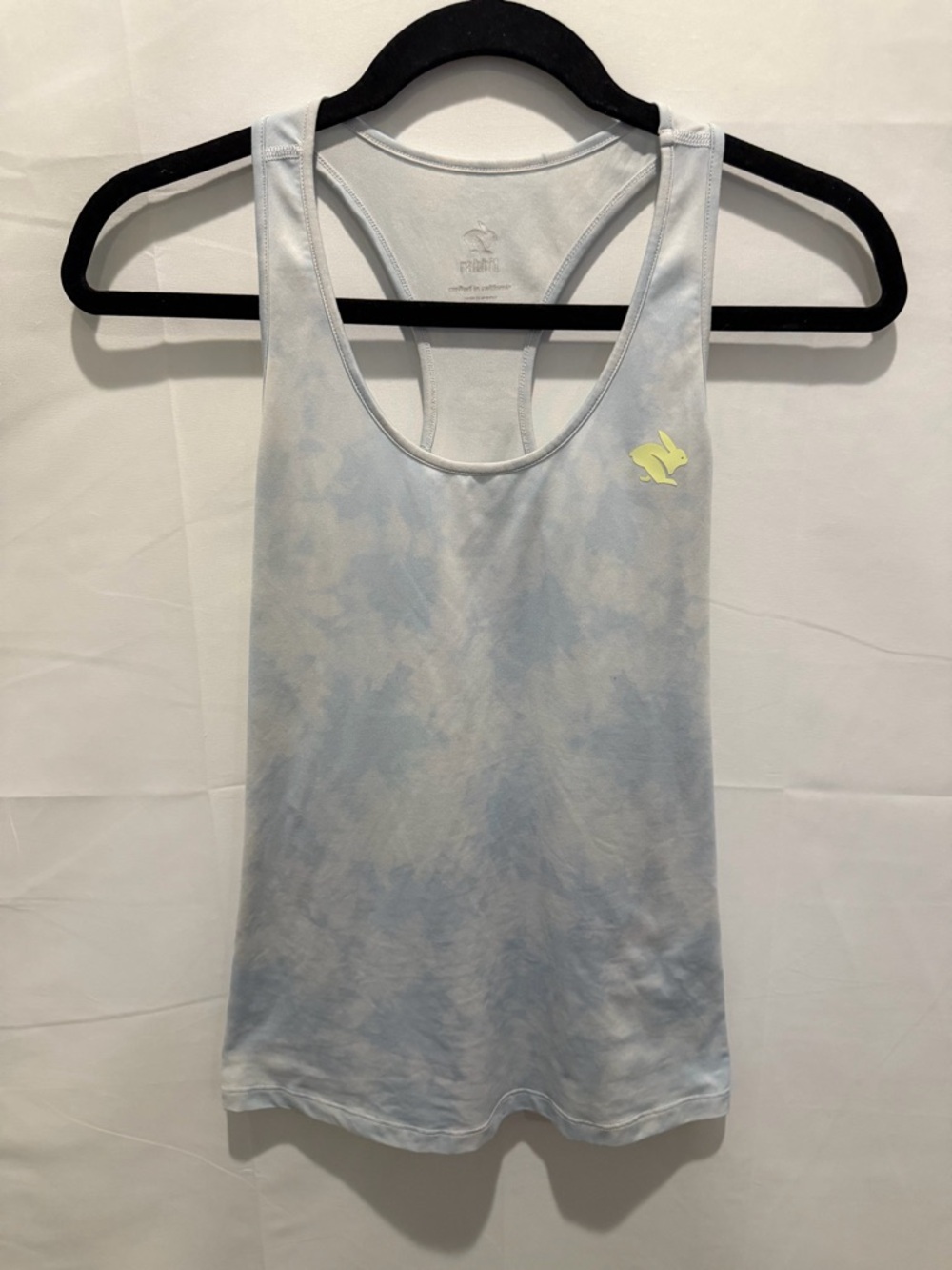 Rabbit Racerback Tank Top - Light Blue Tie-Dye.SizeS.athletic,yoga,runner,light.